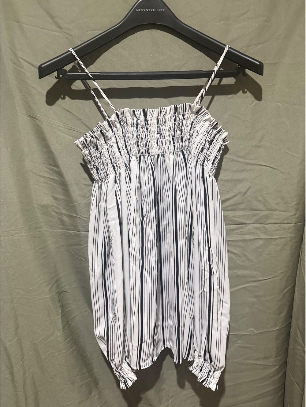 BP striped smocked cold shoulder top